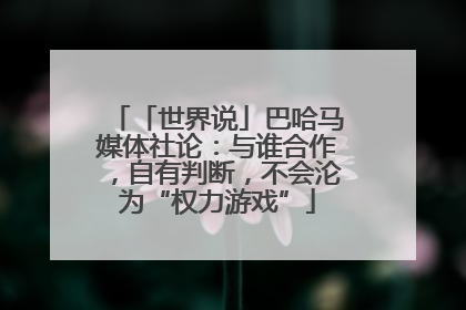 「世界说」巴哈马媒体社论：与谁合作，自有判断，不会沦为“权力游戏”
