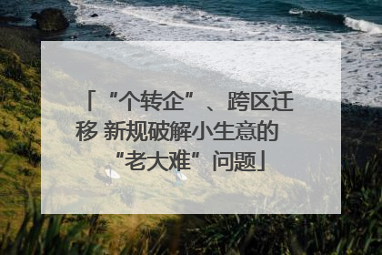 “个转企”、跨区迁移 新规破解小生意的“老大难”问题