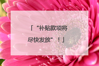 “补贴款项将尽快发放”！