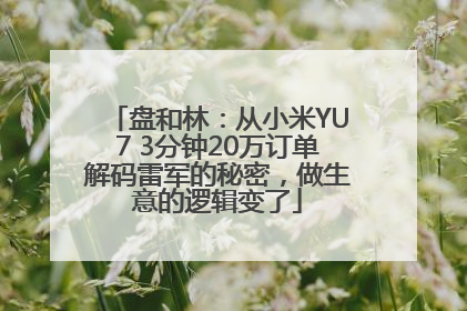 盘和林：从小米YU7 3分钟20万订单解码雷军的秘密，做生意的逻辑变了