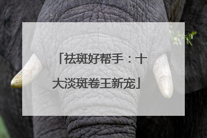 祛斑好帮手：十大淡斑卷王新宠