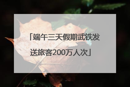 端午三天假期武铁发送旅客200万人次