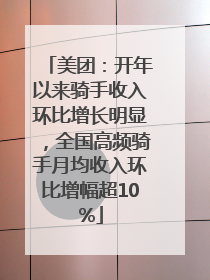 美团：开年以来骑手收入环比增长明显，全国高频骑手月均收入环比增幅超10%