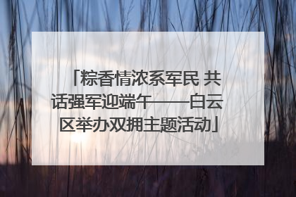 粽香情浓系军民 共话强军迎端午——白云区举办双拥主题活动