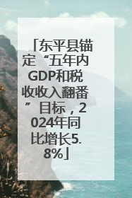 东平县锚定“五年内GDP和税收收入翻番”目标，2024年同比增长5.8%
