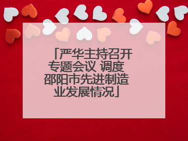 严华主持召开专题会议 调度邵阳市先进制造业发展情况