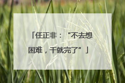 任正非：“不去想困难，干就完了”