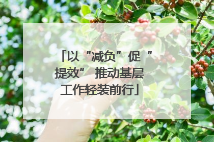 以“减负”促“提效” 推动基层工作轻装前行