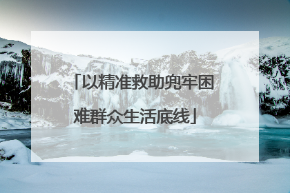 以精准救助兜牢困难群众生活底线