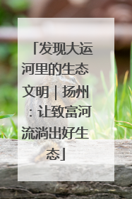 发现大运河里的生态文明｜扬州：让致富河流淌出好生态
