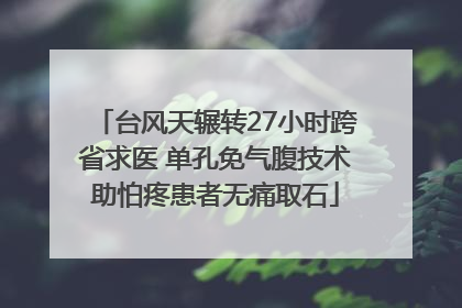 台风天辗转27小时跨省求医 单孔免气腹技术助怕疼患者无痛取石