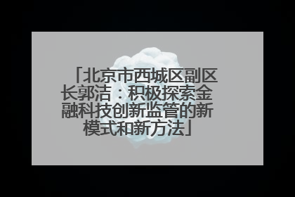 北京市西城区副区长郭洁：积极探索金融科技创新监管的新模式和新方法