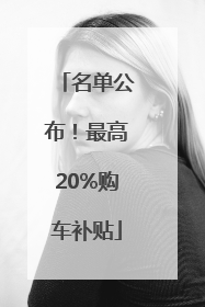 名单公布！最高20%购车补贴