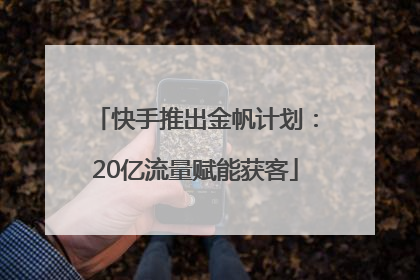快手推出金帆计划：20亿流量赋能获客