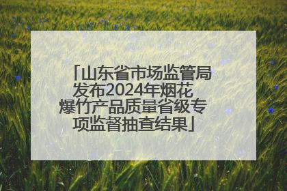 山东省市场监管局发布2024年烟花爆竹产品质量省级专项监督抽查结果