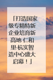 打造国家级专精特新企业培育新高地 仁和里·杭实智造中心盛大启幕！
