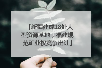 新疆建成18处大型资源基地，福建规范矿业权竞争出让