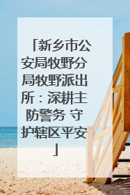 新乡市公安局牧野分局牧野派出所：深耕主防警务 守护辖区平安