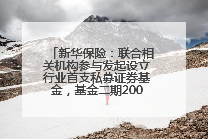 新华保险：联合相关机构参与发起设立行业首支私募证券基金，基金二期200亿元已募集完毕