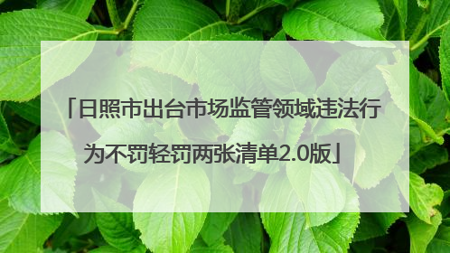 日照市出台市场监管领域违法行为不罚轻罚两张清单2.0版