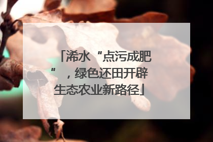 浠水“点污成肥”，绿色还田开辟生态农业新路径