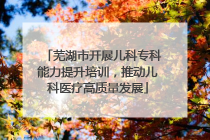 芜湖市开展儿科专科能力提升培训，推动儿科医疗高质量发展