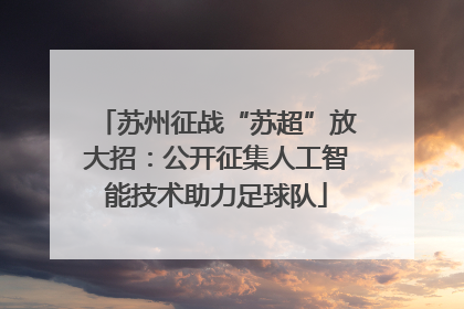 苏州征战“苏超”放大招：公开征集人工智能技术助力足球队