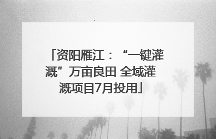 资阳雁江：“一键灌溉”万亩良田 全域灌溉项目7月投用