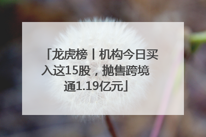 龙虎榜丨机构今日买入这15股，抛售跨境通1.19亿元