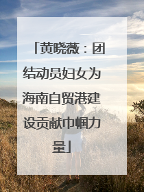 黄晓薇：团结动员妇女为海南自贸港建设贡献巾帼力量