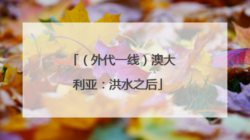（外代一线）澳大利亚：洪水之后