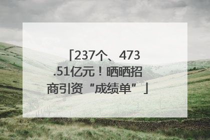 237个、473.51亿元！晒晒招商引资“成绩单”