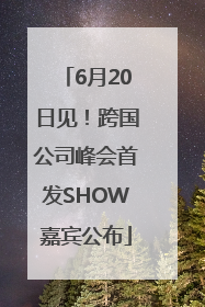 6月20日见！跨国公司峰会首发SHOW嘉宾公布