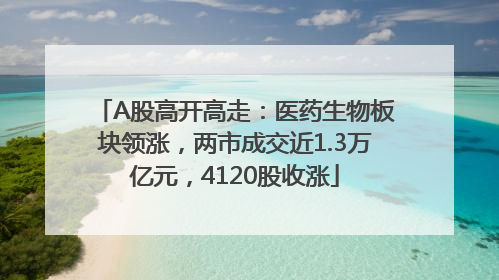 A股高开高走：医药生物板块领涨，两市成交近1.3万亿元，4120股收涨